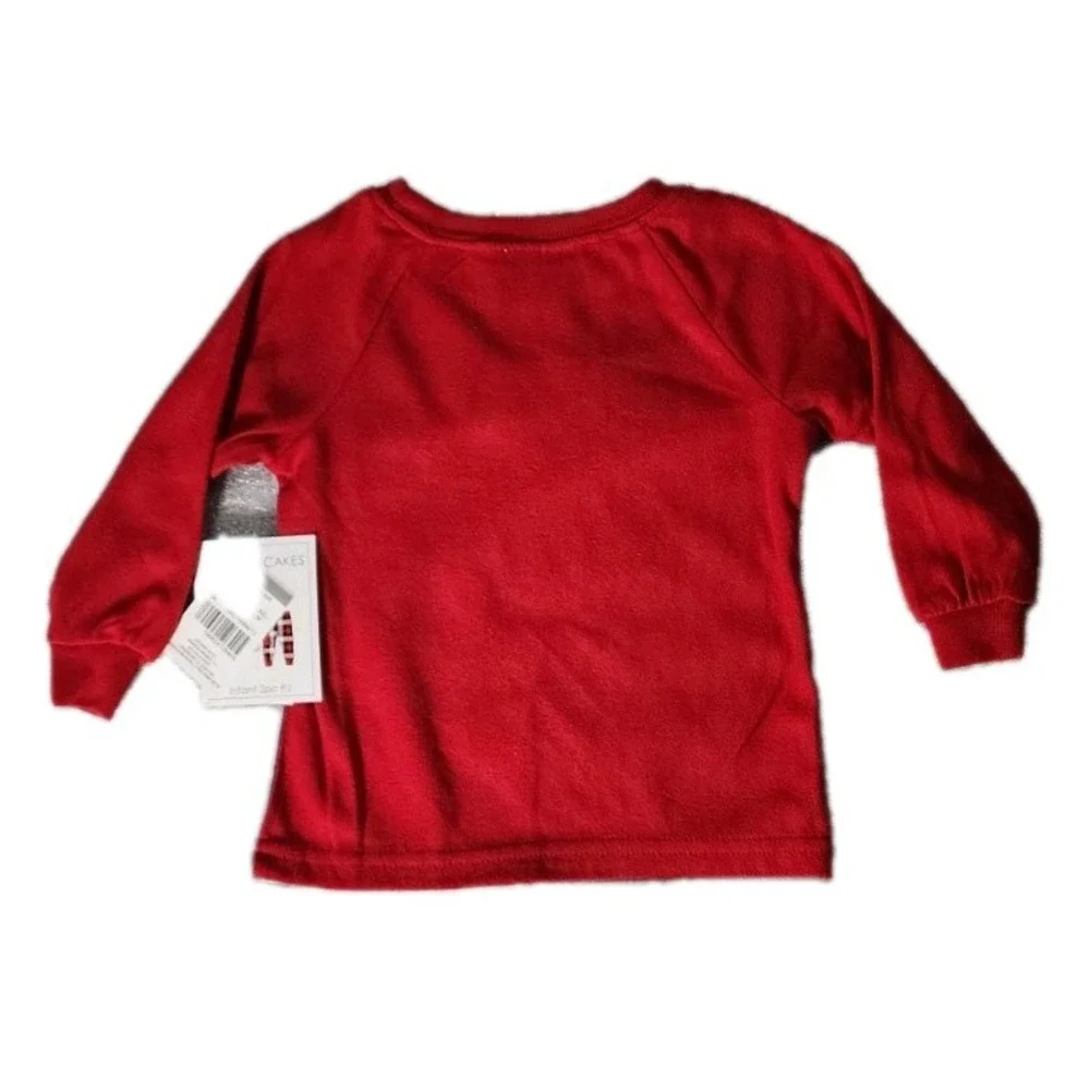 PJ's + Pancakes Shirt Infant 12m Red Gray Santa's Biggest‎ Fan Long Sleeve Tee
